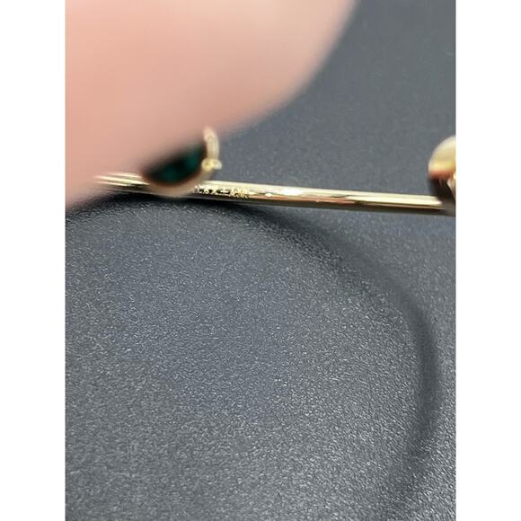 Alex and Ani Emerald Flex Cuff Bracelet Brass Shiny Gold Green Stone - Picture 14 of 14